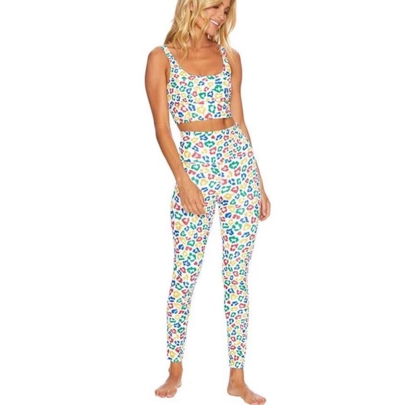 Beach Riot Set Primary Color Leopard Print Matching Set SZ Large - Picture 1 of 11